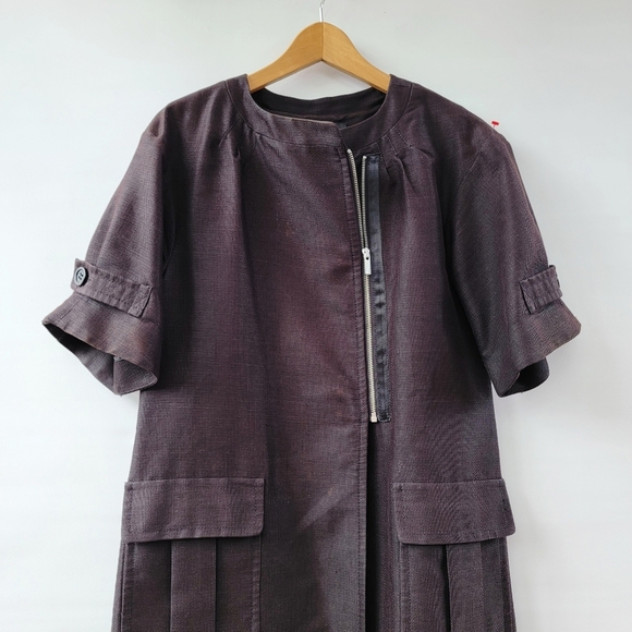 BCBGMaxAzria Black Topper Jacket Size Small Short Sleeve Mid Length Duster Coat - Picture 4 of 16